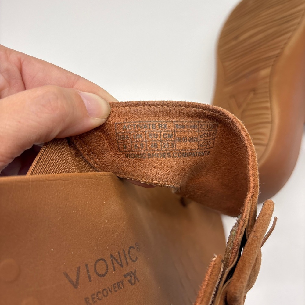 Vionic Activate RX Recovery Brown Suede Buckle Thong Sandals Size 9 Orthotic - Picture 8 of 8